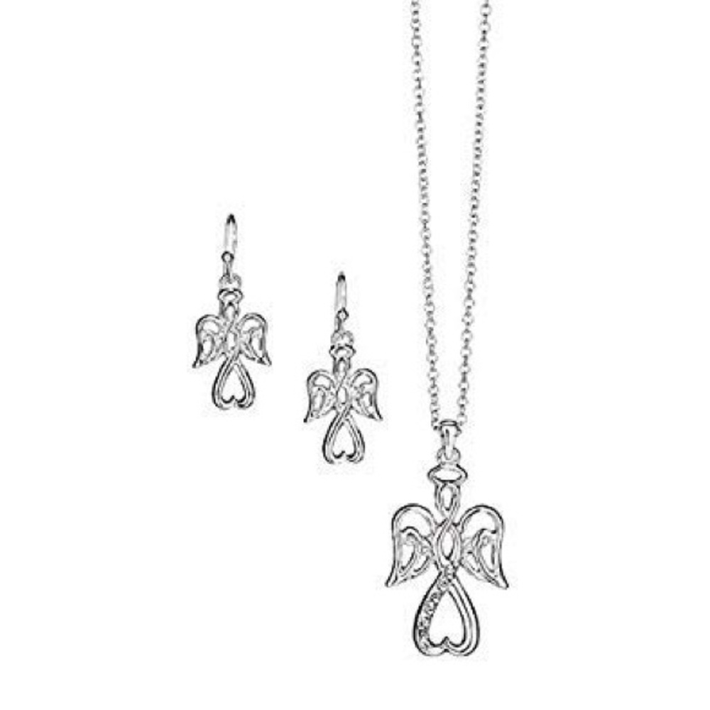 Angel earrings and diamond angel necklace👼🏼